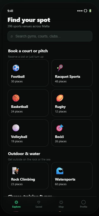 Malta Sports Directory mobile app